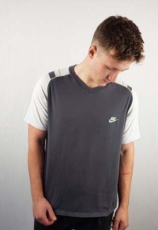 VINTAGE 90S NIKE T-SHIRT TOP GREY GREEN