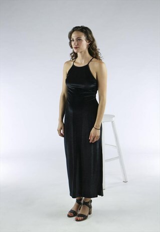 BLACK MAXI DRESS / STRAIGHT SLEEVELESS DRESS