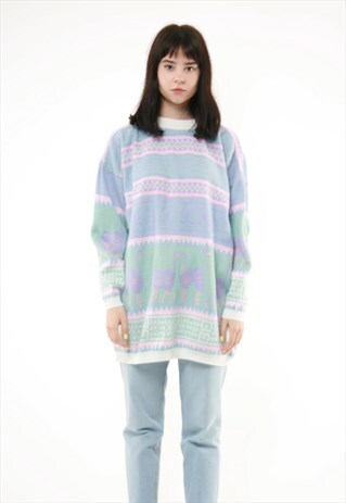 80S VINTAGE LAVANDA PATTERN LIGHT JUMPER 472