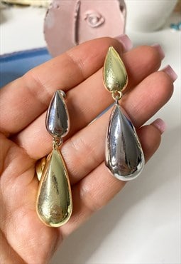 Mixed Metals Teardrop Earrings