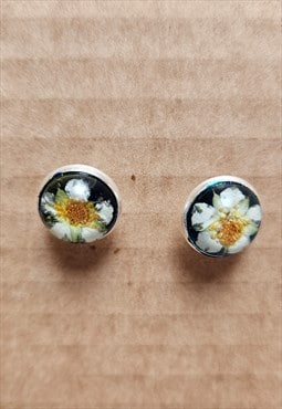 Handmade dried flower crystal  earrings