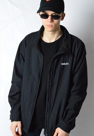 HALTI BLACK MINIMALIST SHELL WINDBREAKER JACKET