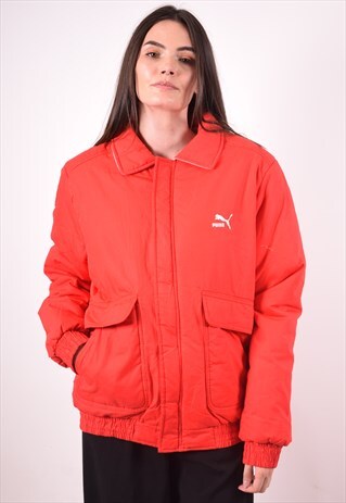 PUMA WOMENS VINTAGE PADDED JACKET LARGE RED 90S