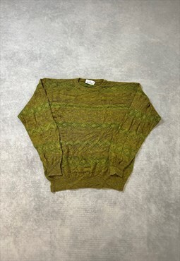 Vintage Abstract Knitted Jumper Patterned Grandad Sweater