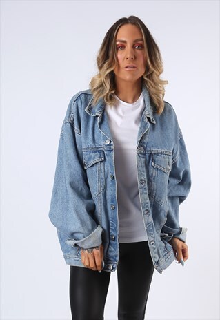 DENIM JACKET REMIX OVERSIZED FITTED VINTAGE UK 22 - 24 (DA-N