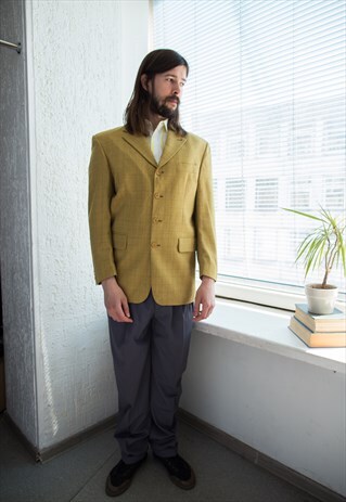 VINTAGE 70'S MUSTARD CHECKED BLAZER