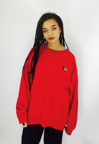 OVERSIZED RALPH LAUREN RED POLO DOG EMBROIDERED SWEATSHIRT