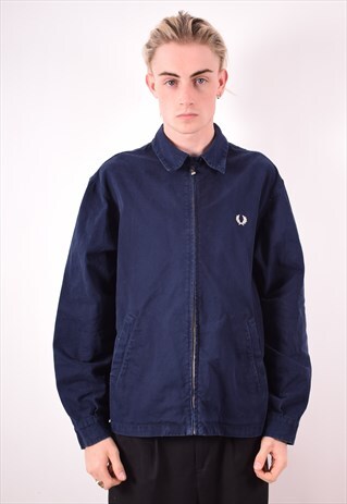 FRED PERRY MENS VINTAGE JACKET MEDIUM BLUE 90S