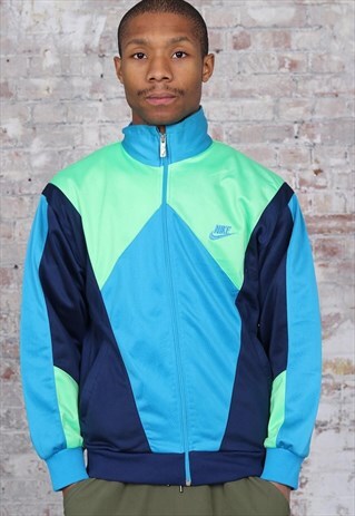 VINTAGE NIKE LOGO TRACK JACKET BLUE GREEN