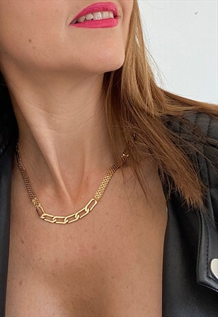 GOLD HEAVY MULTI LINK CHUNKY CHAIN, STRIKING STAPLE PIECE