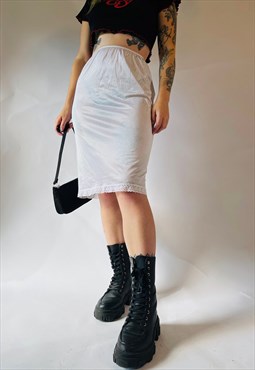 Vintage 90s Y2K Satin Sheer Grunge Midi Slip Skirt