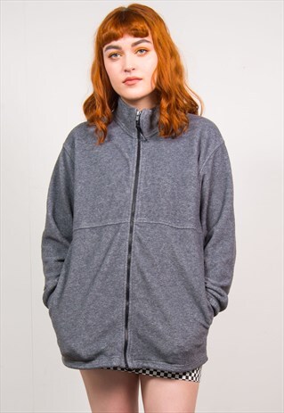 VINTAGE 90'S GREY OVERSIZED FLEECE JACKET