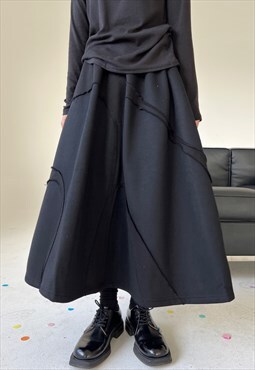 Black A line Fleece midi skirt 