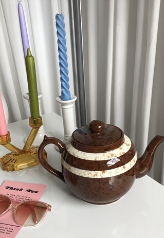 VINTAGE 70S BROWN SPECKED CERAMIC TRADITIONAL ENGLISH TEAPOT