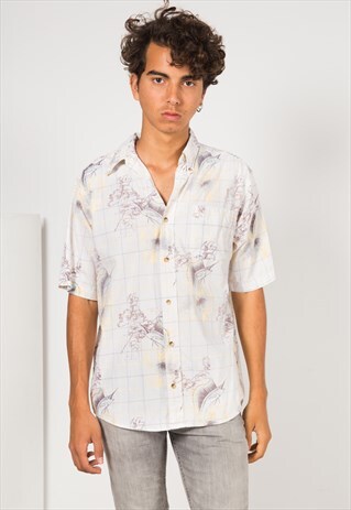 VINTAGE 80S CRAZY PRINT SHIRT / S1732