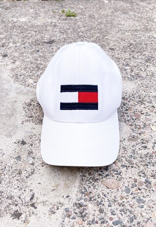 VINTAGE TOMMY HILFIGER CAP FLAG LOGO WHITE
