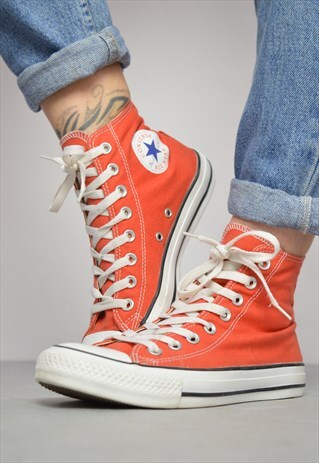 VINTAGE 90S CONVERSE ORANGE HI-TOPS TRAINERS SNEAKERS GRUNGE
