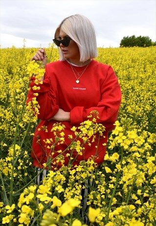 G&G UNISEX RED WRITING SWEAT