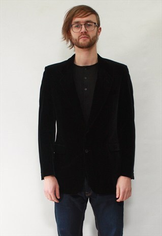 VINTAGE 80' BEAUTIFUL ELEGANT BLACK VELOUR UNISEX JACKET