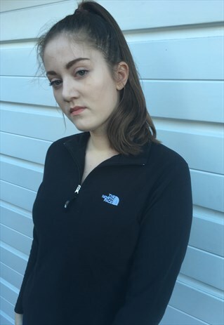 WOMENS NORTH FACE BLACK QUARTER ZIP FLEECE JUMPER TOP