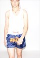 VINTAGE 00S THAI BOXING SHORTS IN NAVY BLUE