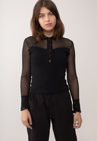 BLACK GLAM TRANSPARENT STRETCHY SHIRT