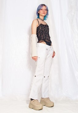 Vintage Cargo Pants Y2K Gorpcore Rave Trousers in White