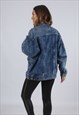 VINTAGE DENIM BOMBER JACKET OVERSIZED ACID WASH UK 16 (BKBA)