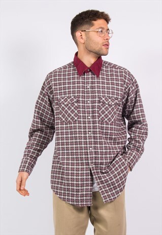 VINTAGE SNAP FASTEN FLANNEL SHIRT WESTERN STYLE