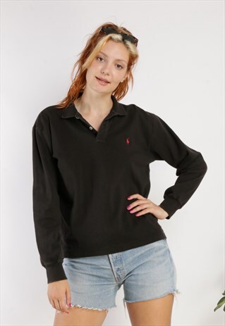VINTAGE POLO RALPH LAUREN LONG SLEEVE TOP BLACK Z1400