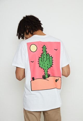 CHEEKY CACTUS BACK PRINT WHITE TEE
