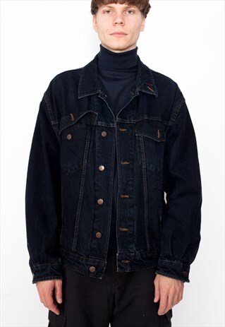 VINTAGE 90S BLACK DENIM JACKET ID:1708