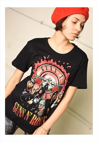 BLACK FESTIVAL GUNS N' ROSES ROCK BAND T-SHIRT TOP TEE