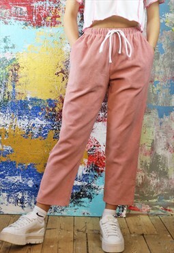 Drawstring Trousers in Pink Cord 