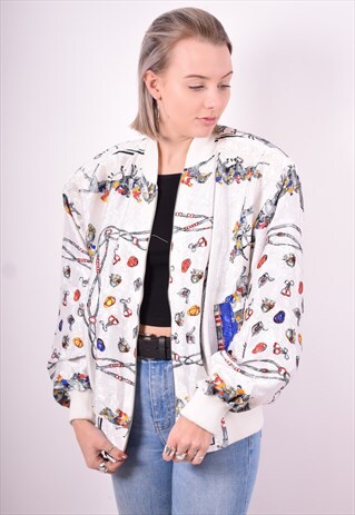 WOMENS VINTAGE BOMBER JACKET LARGE MULTI 90'S