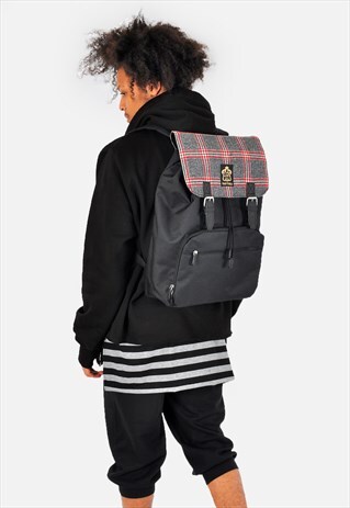 WOOL TWEED PANEL LAPTOP BACKPACK