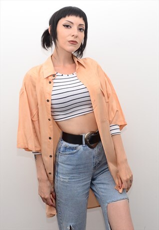 VINTAGE 90'S GENUINE SILK APRICOT OVERSIZED SHIRT