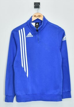 Vintage Adidas Quarter Zip Sweatshirt Blue Small