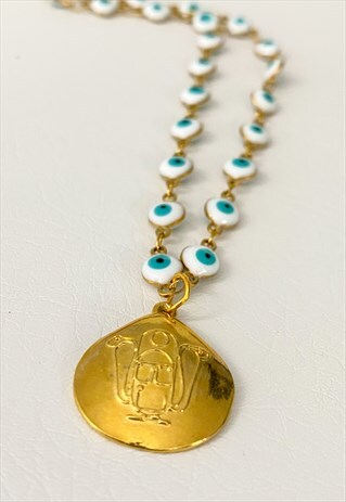 EYE CHAIN SHELL CHARM NECKLACE