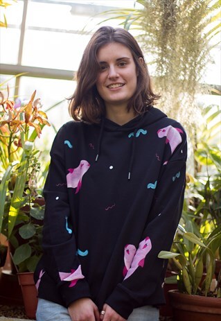 HAND PAINTED ENDANGERED VAQUITAS, ORGANIC HOODED SWEATER