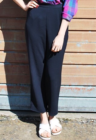VINTAGE NAVY BLUE HIGH WAIST TROUSERS