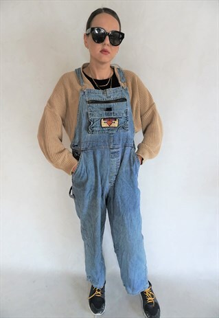 VINTAGE DENIM JUMPSUIT ROMPER OVERALL OVERALLS DUNGAREES