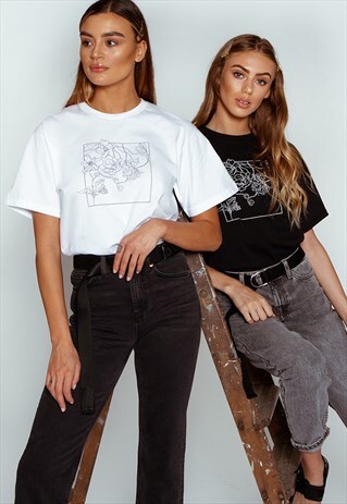 FLORAL BOX BLACK T-SHIRT