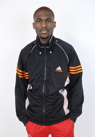 VINTAGE 90'S ADIDAS BLACK PATTERNED SPORTS JACKET