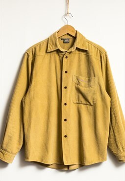 80s Vintage Corduroy Brown Kangaroo Man Shirt size S 19211