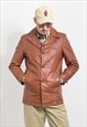 Vintage 70's fitted leather jacket in brown men size S/M