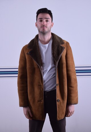 SHEEPSKIN COAT WITH LEATHER TRIM
