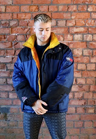 RARE BLUE BLACK AND YELLOW TOMMY HILFIGER PUFFET JACKET