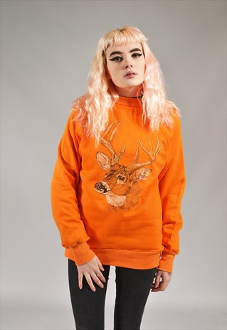 VINTAGE ORANGE DEER SWEATER