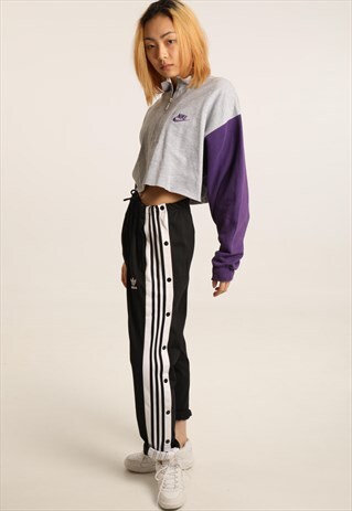 VINTAGE NIKE EMBROIDERED LOGO 1/4 ZIP CROPPED SWEATSHIRT
